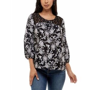 Adrienne Vittadini Women Floral Spring Flower Peasant Blouse M NWT Boho Business